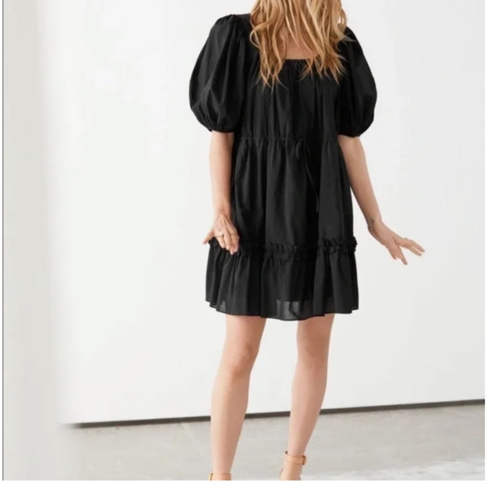 & other stories Black mini puff short sleeve Mini dress Size 2